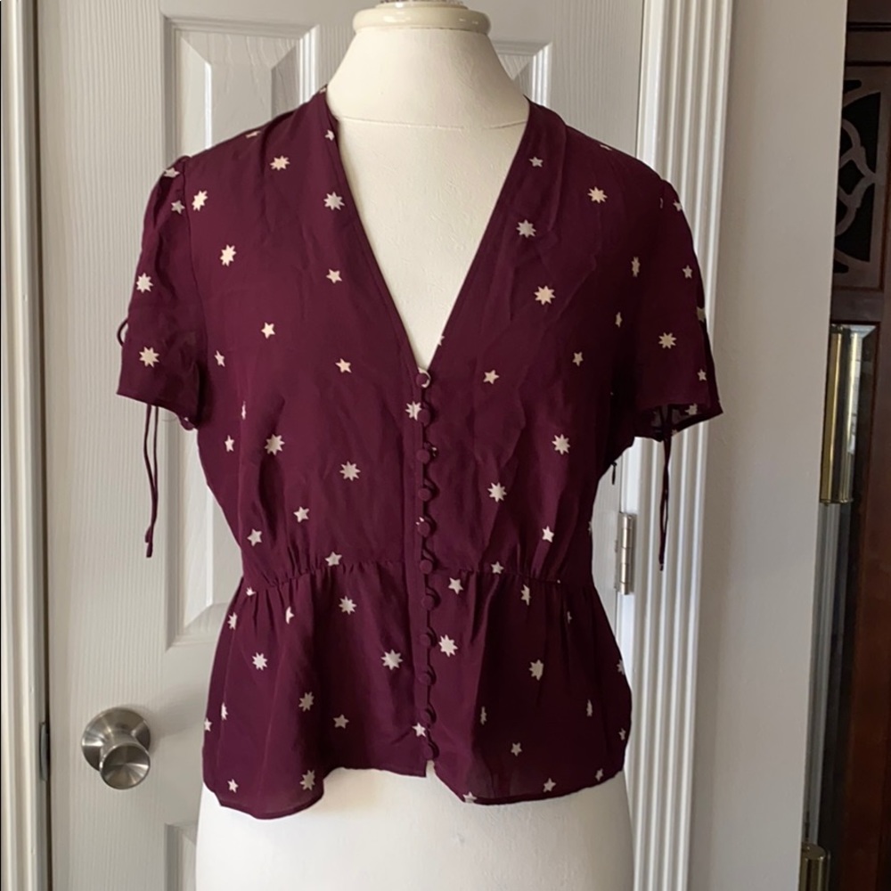 Madewell Bella Burgundy Silk star top 8
